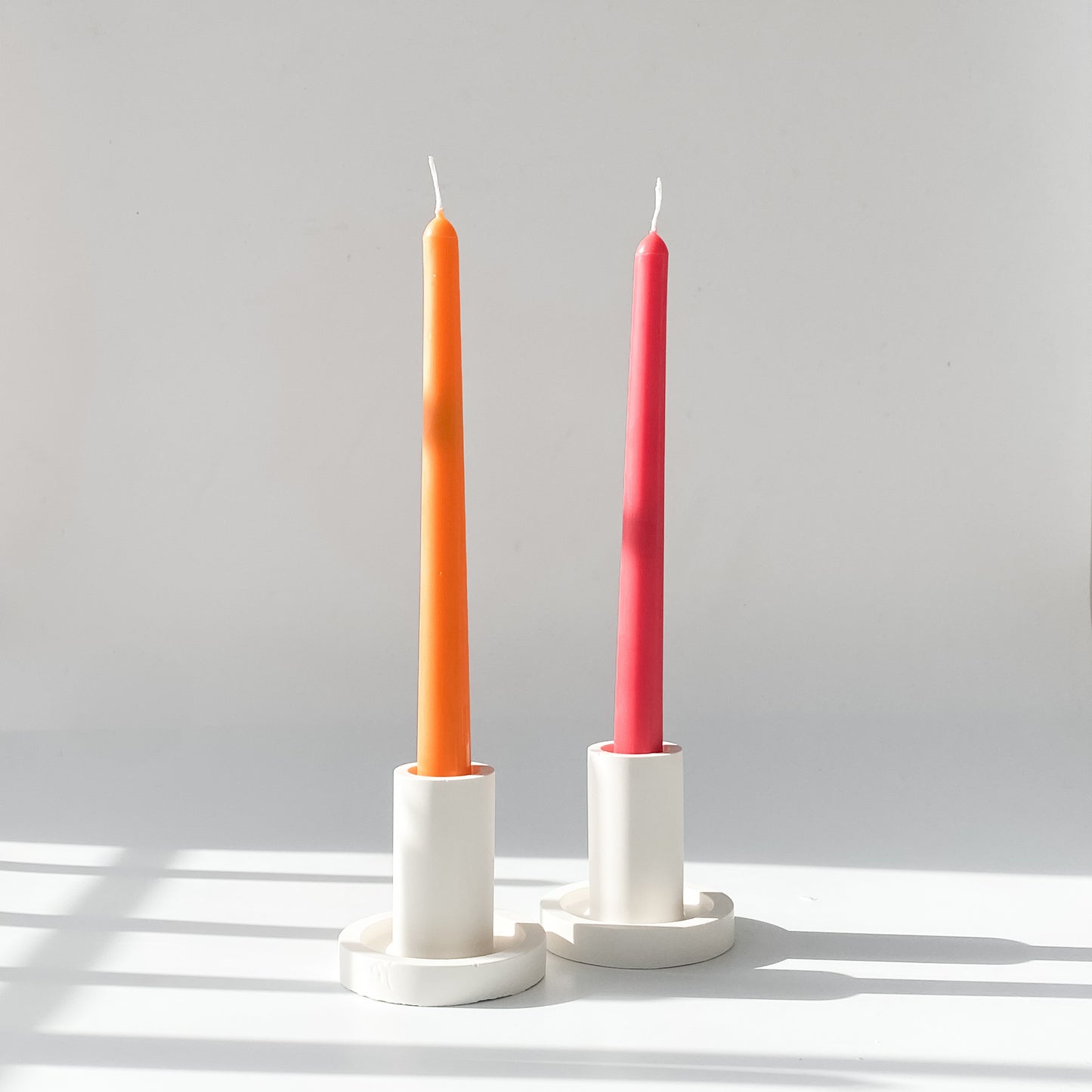 Tube candle stick holder set of 2