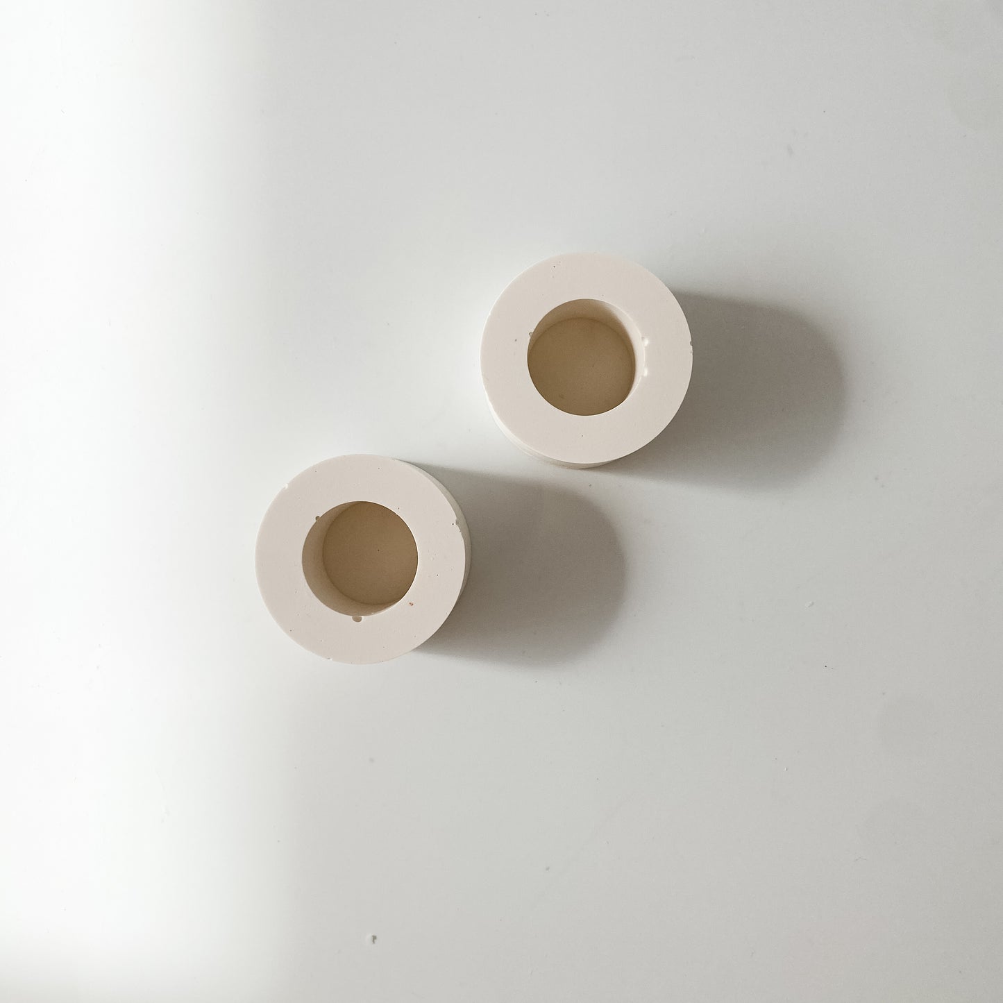 Mini Cement Disc Candlestick Holder set of 2