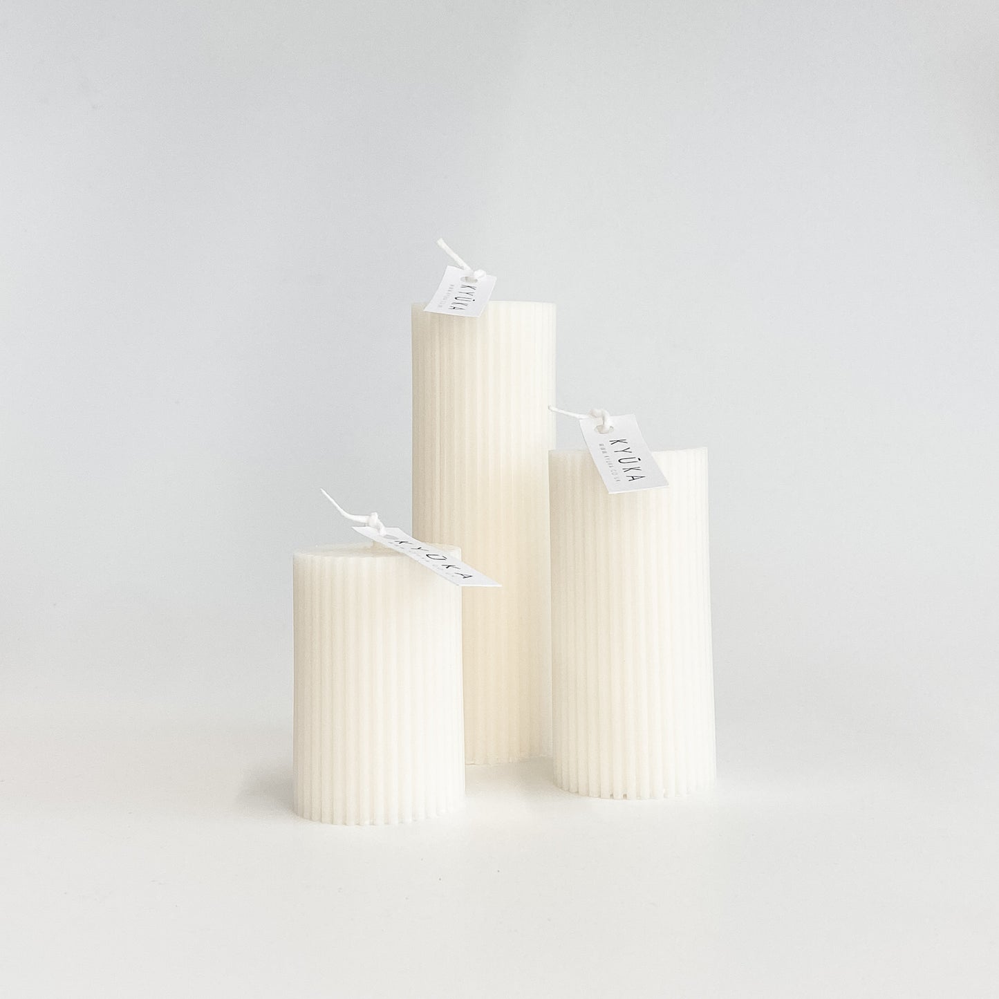 Thin Ribbed Pillar set of 3 Small, Medium & Large